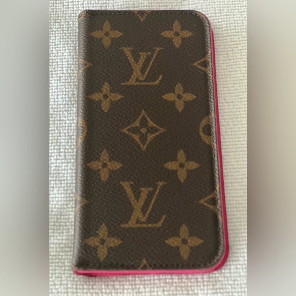 LOUIS VUITTON Authentic Monogram Folio Card Holder Wallet – Pink Interior